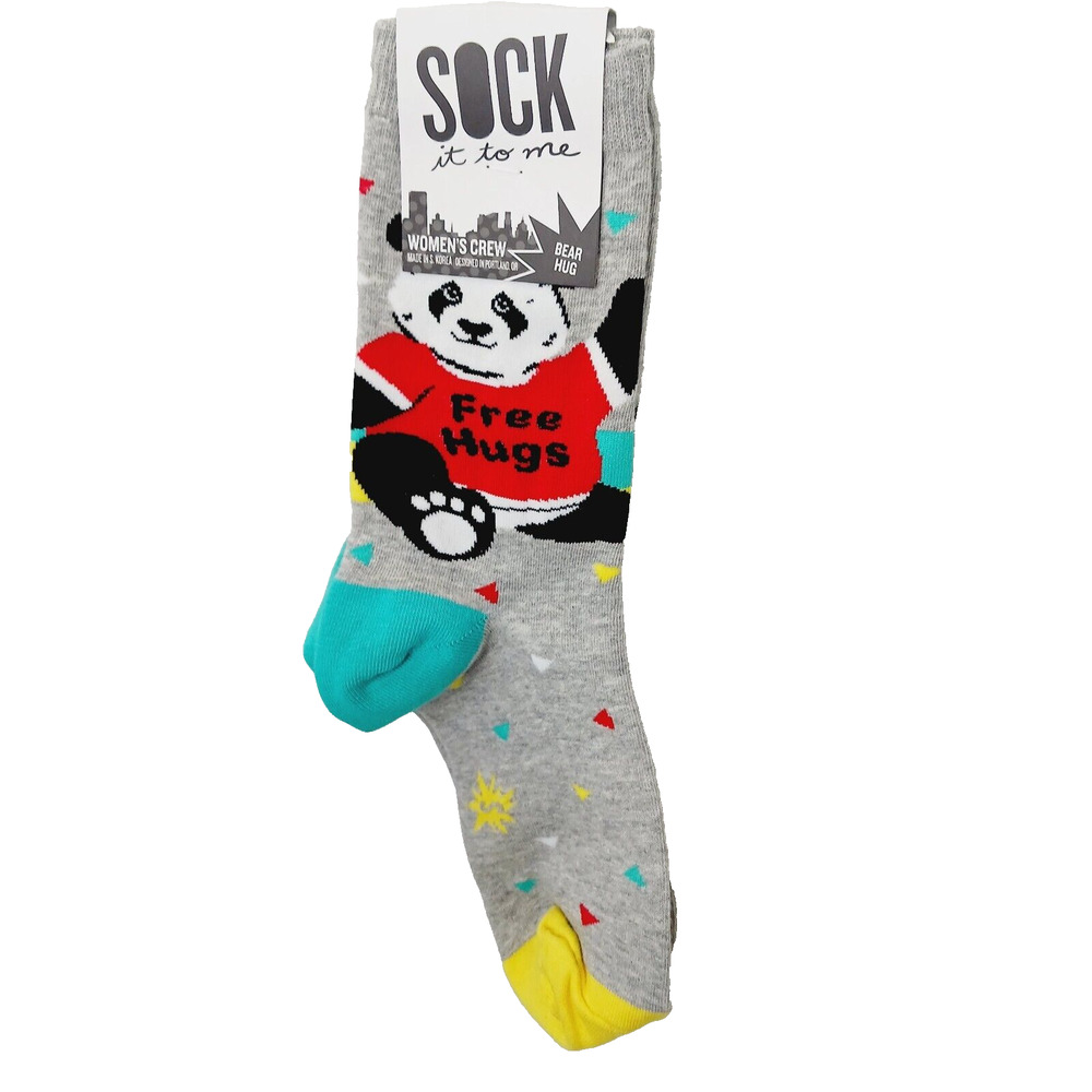 Sock It To Me Crew Women Boy Panda Bear Free Hugs Bamboo Kung Shirt NWT NEW
